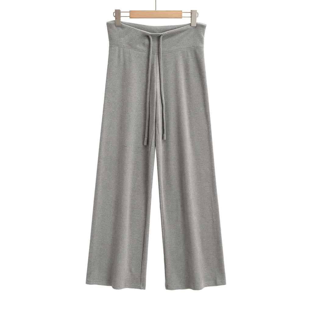 Drawstring loose wide leg straight leg pants - La Charlottes