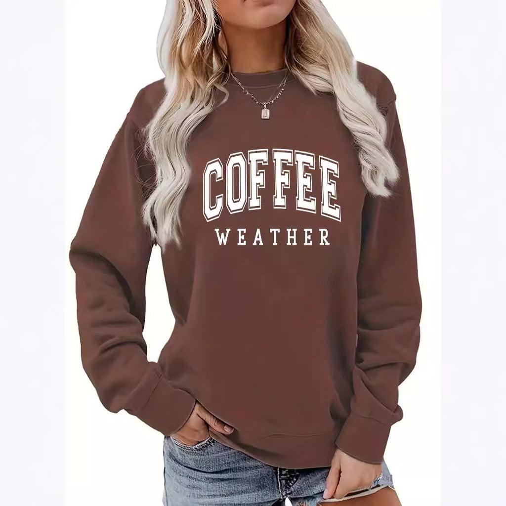 Back collar with plush sweatshirt round neck slogan