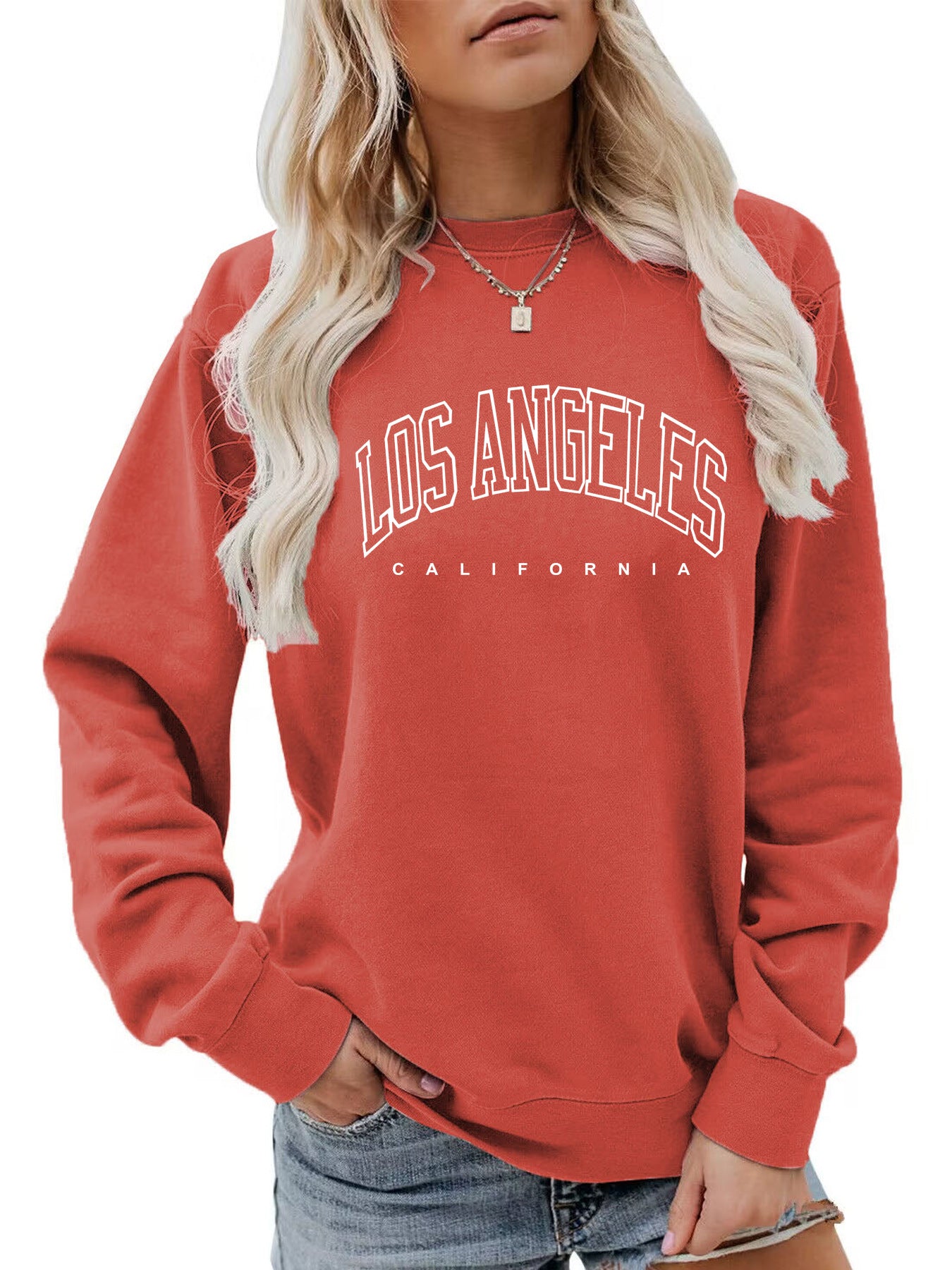 Round neck letter LOS printed hoodie
