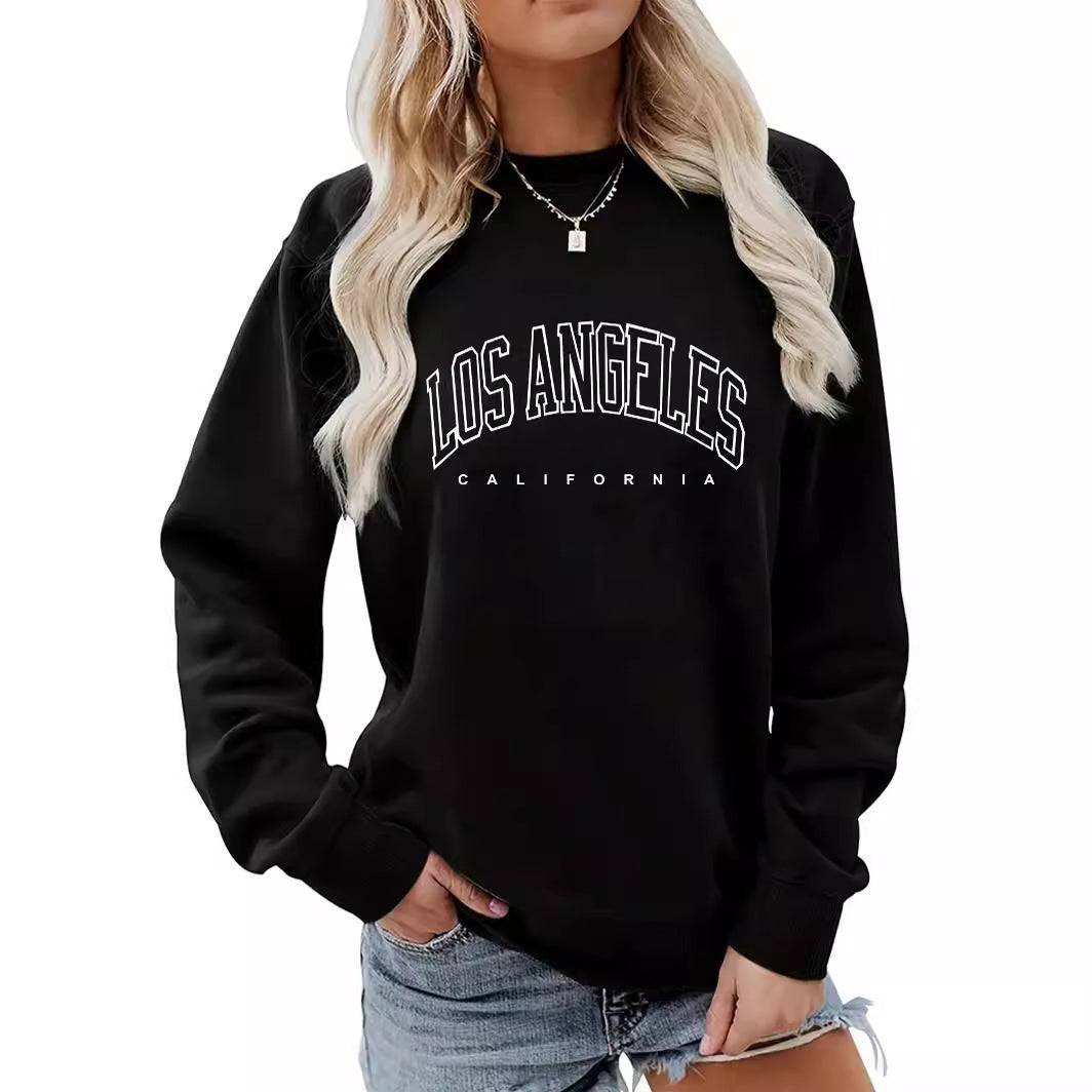 Round neck letter LOS printed hoodie
