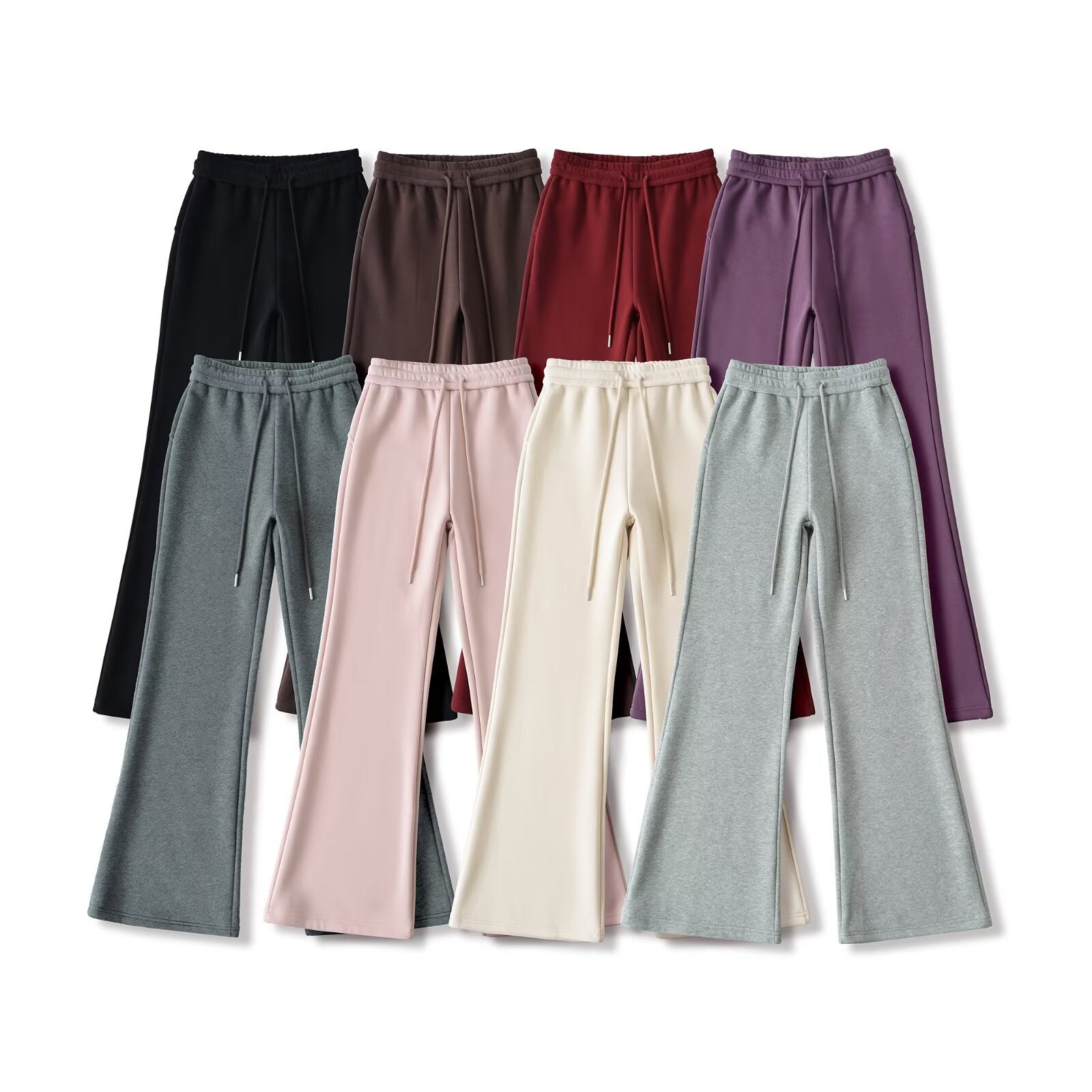 Drawstring elastic waistband with plush wide leg slightly flared pants - La Charlottes