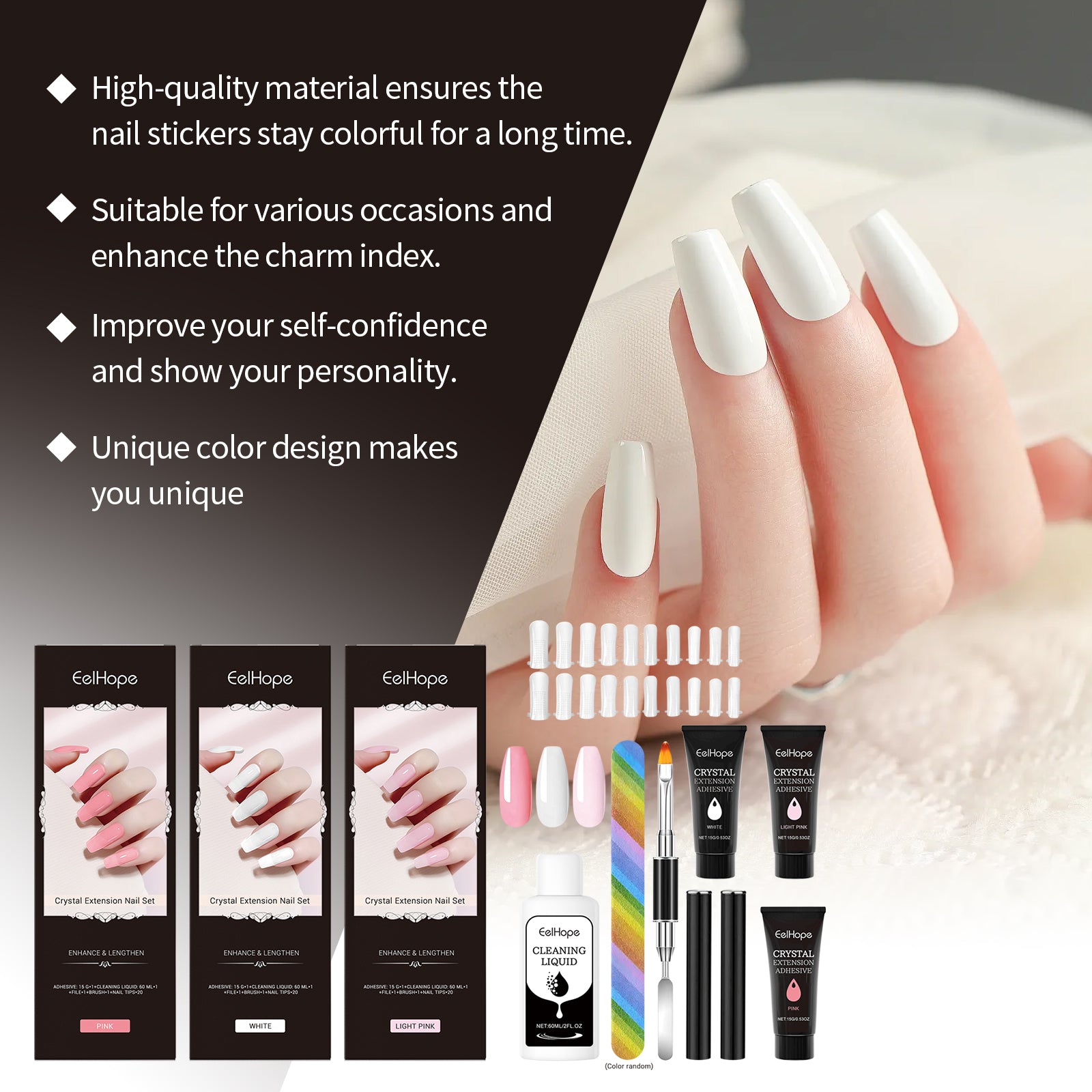 Crystal Extension Nail Set Nail Glue Simple Style Natural Three-Dimensional Modeling Nail Tool Set - La Charlottes