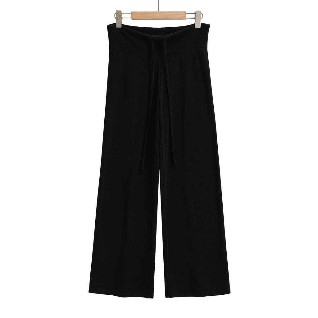 Drawstring loose wide leg straight leg pants - La Charlottes