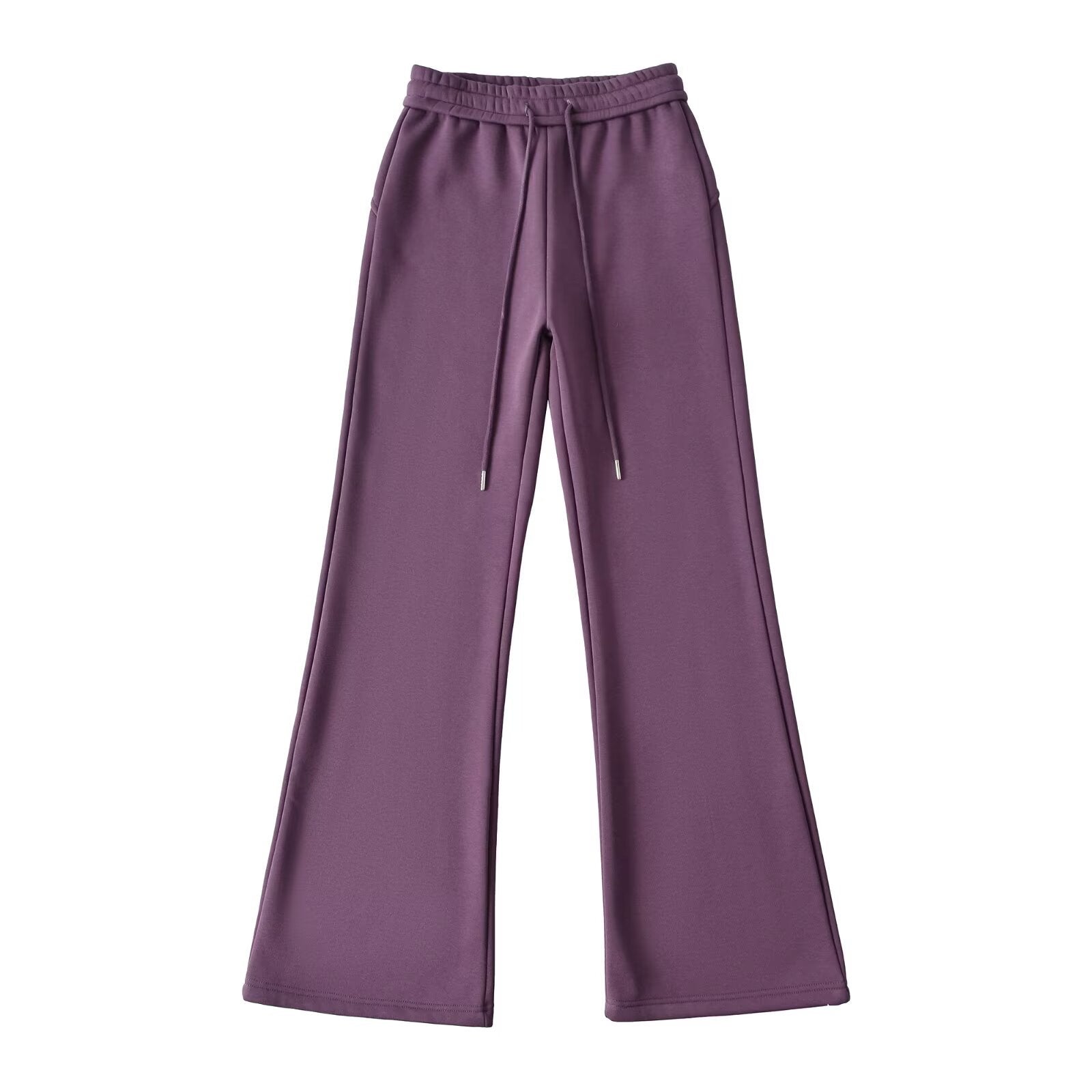 Drawstring elastic waistband with plush wide leg slightly flared pants - La Charlottes
