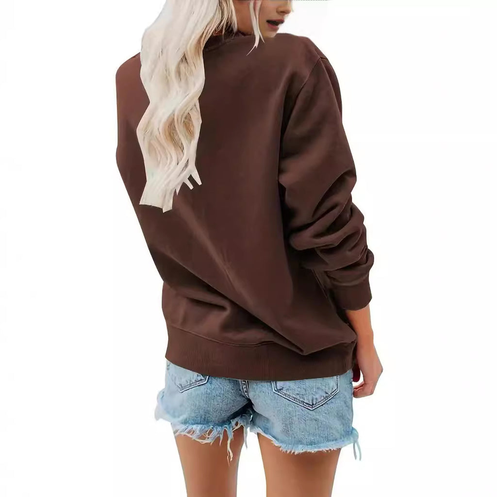 Back collar with plush sweatshirt round neck slogan