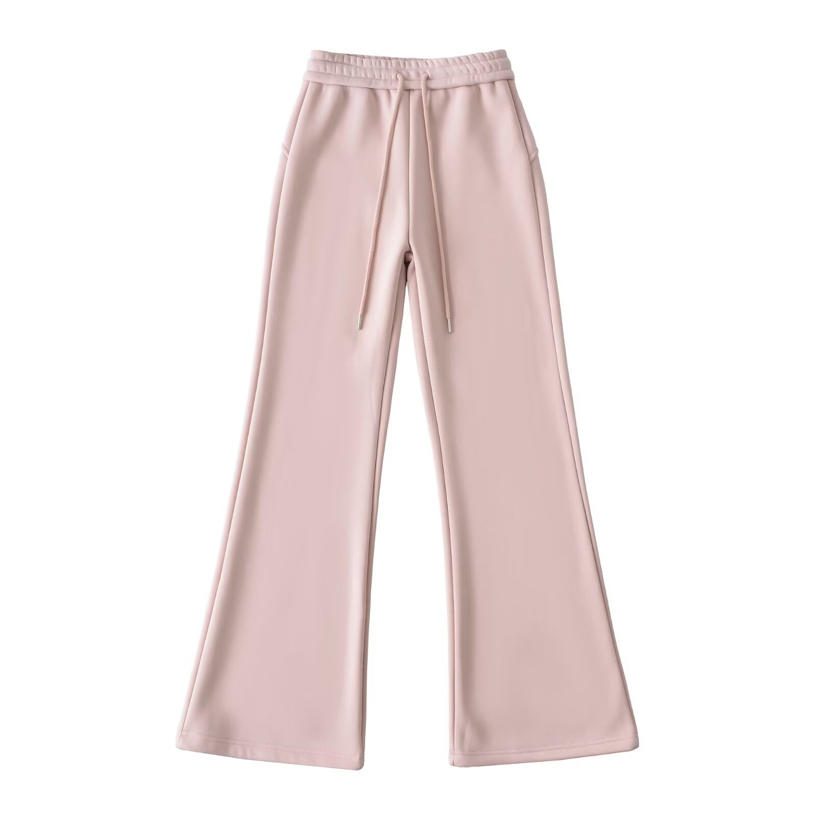 Drawstring elastic waistband with plush wide leg slightly flared pants - La Charlottes