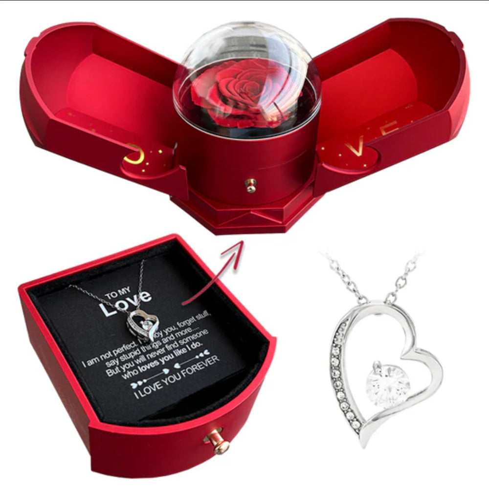 Double open rose gift box drawer style rose jewelry box - La Charlottes