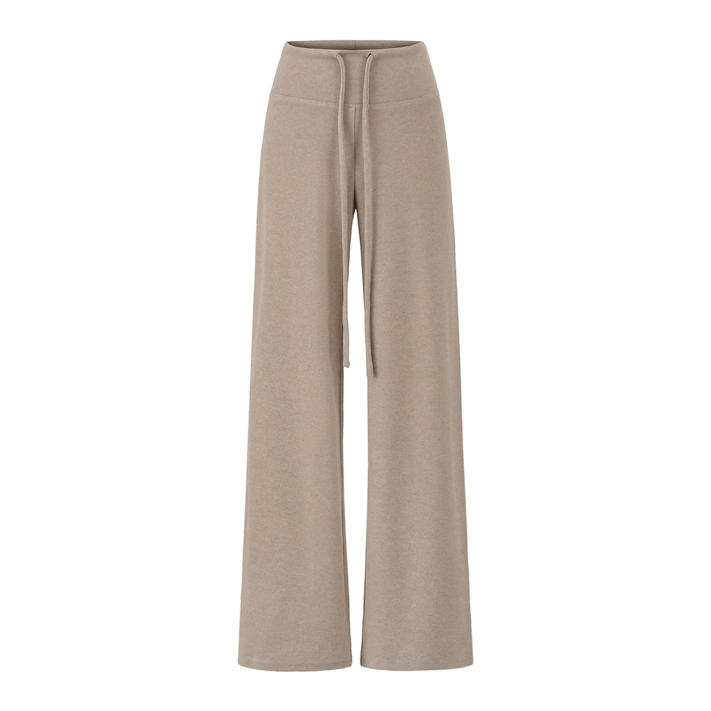 Drawstring loose wide leg straight leg pants - La Charlottes