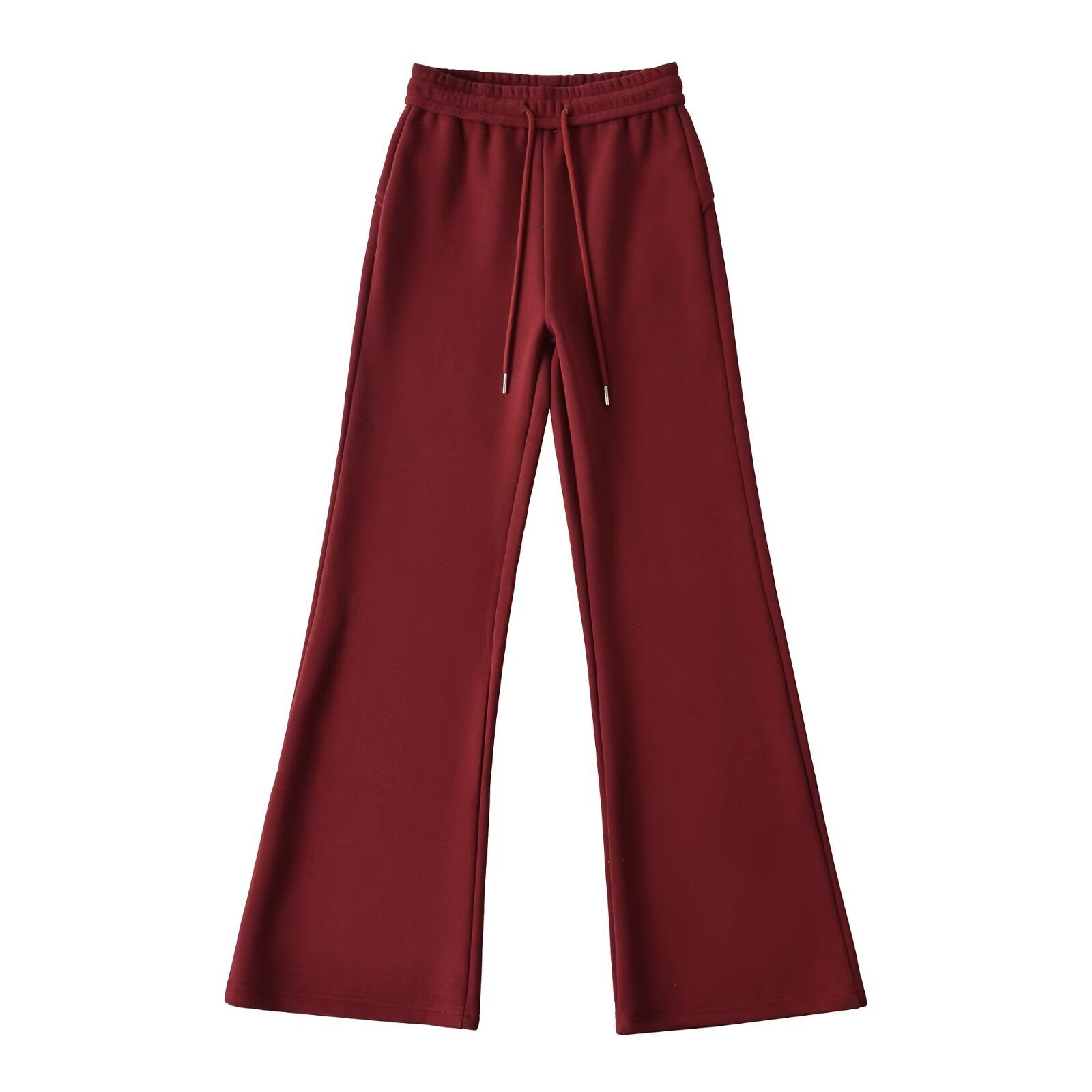 Drawstring elastic waistband with plush wide leg slightly flared pants - La Charlottes