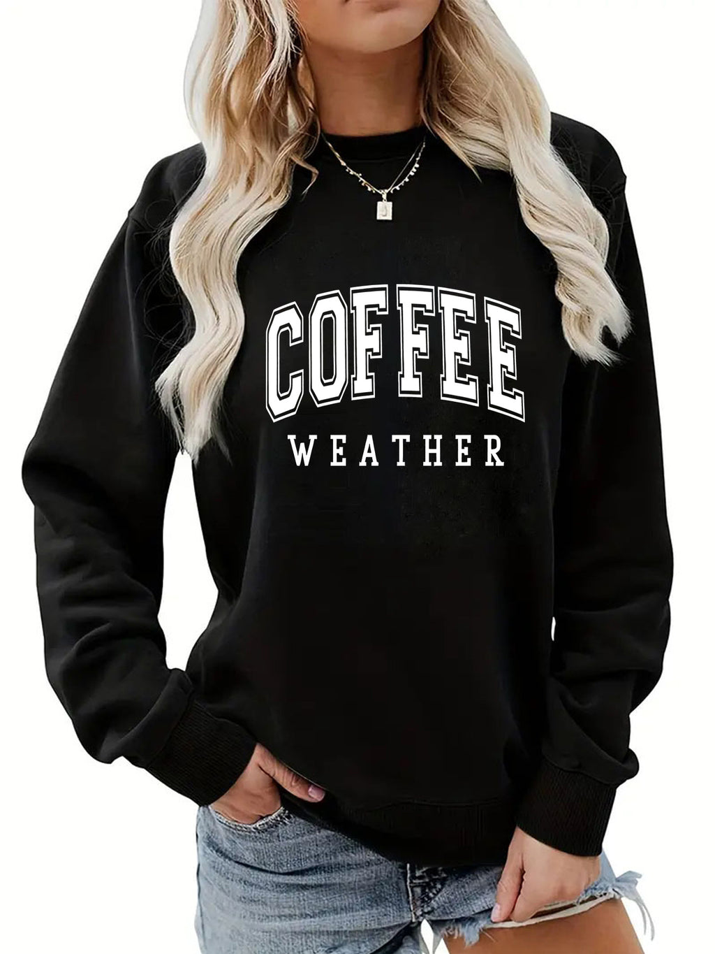 Back collar with plush sweatshirt round neck slogan