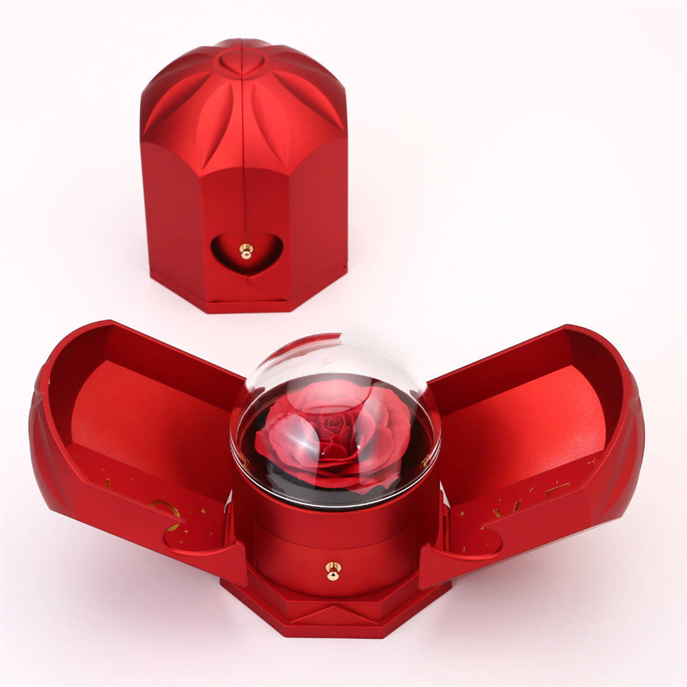 Double open rose gift box drawer style rose jewelry box - La Charlottes