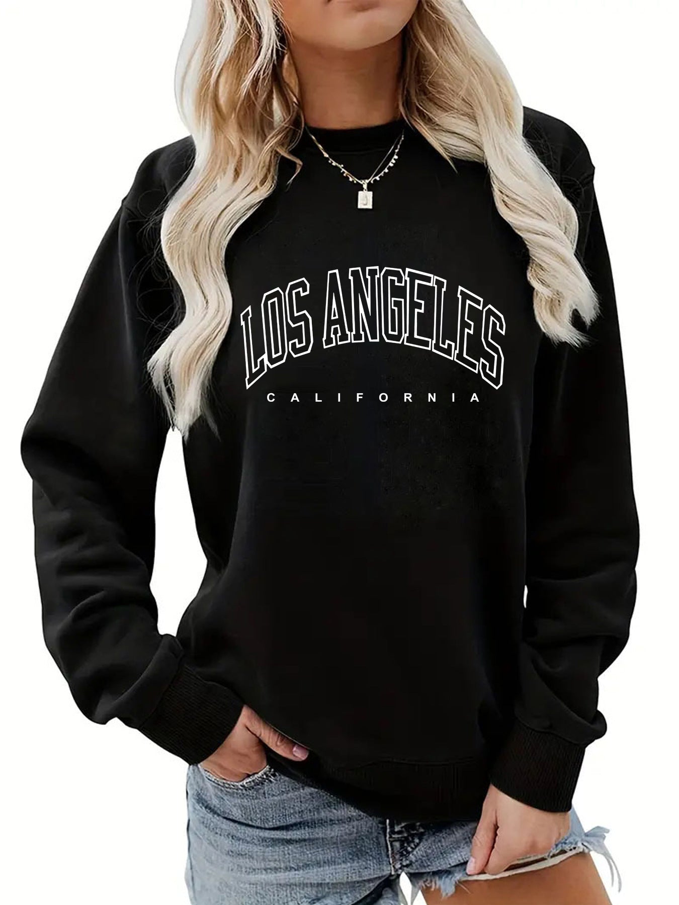 Round neck letter LOS printed hoodie
