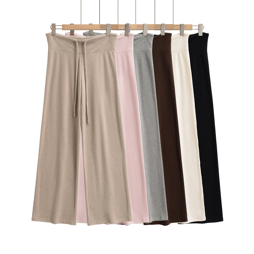 Drawstring loose wide leg straight leg pants - La Charlottes