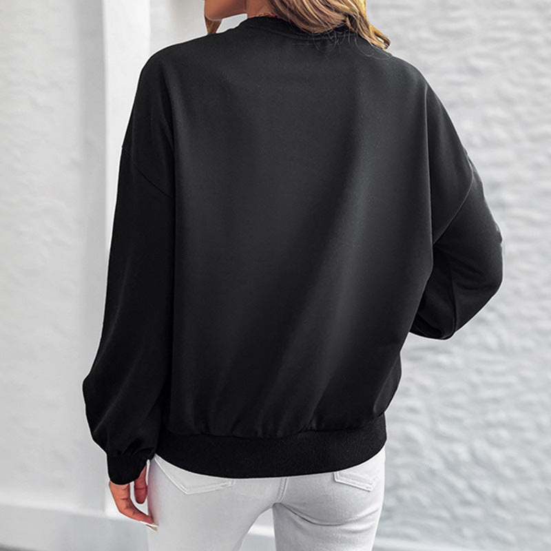 Love printed loose round neck long sleeved sweatshirt - La Charlottes