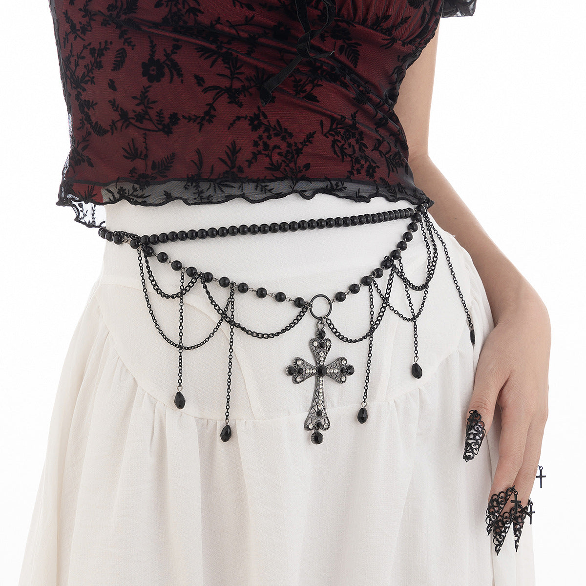 Dark Wind Cross Iron Chain Waist Chain