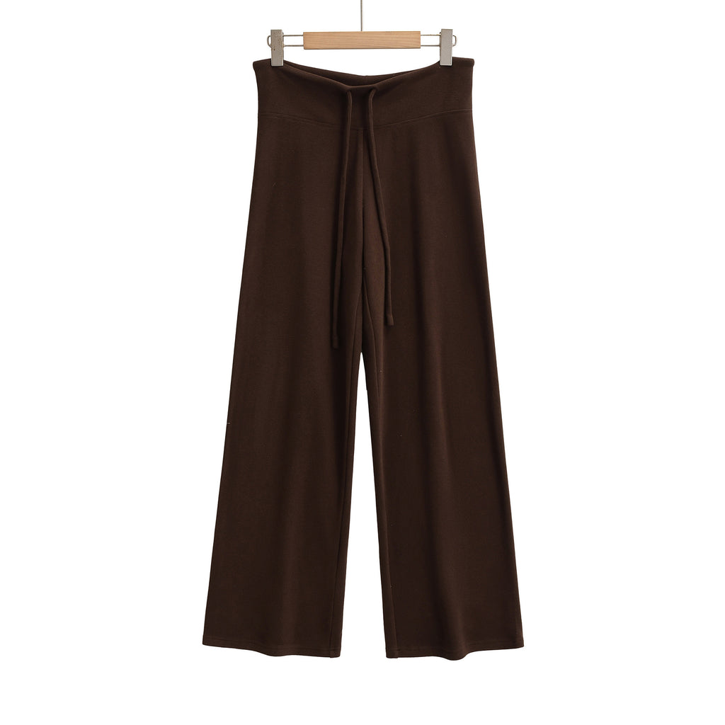 Drawstring loose wide leg straight leg pants - La Charlottes
