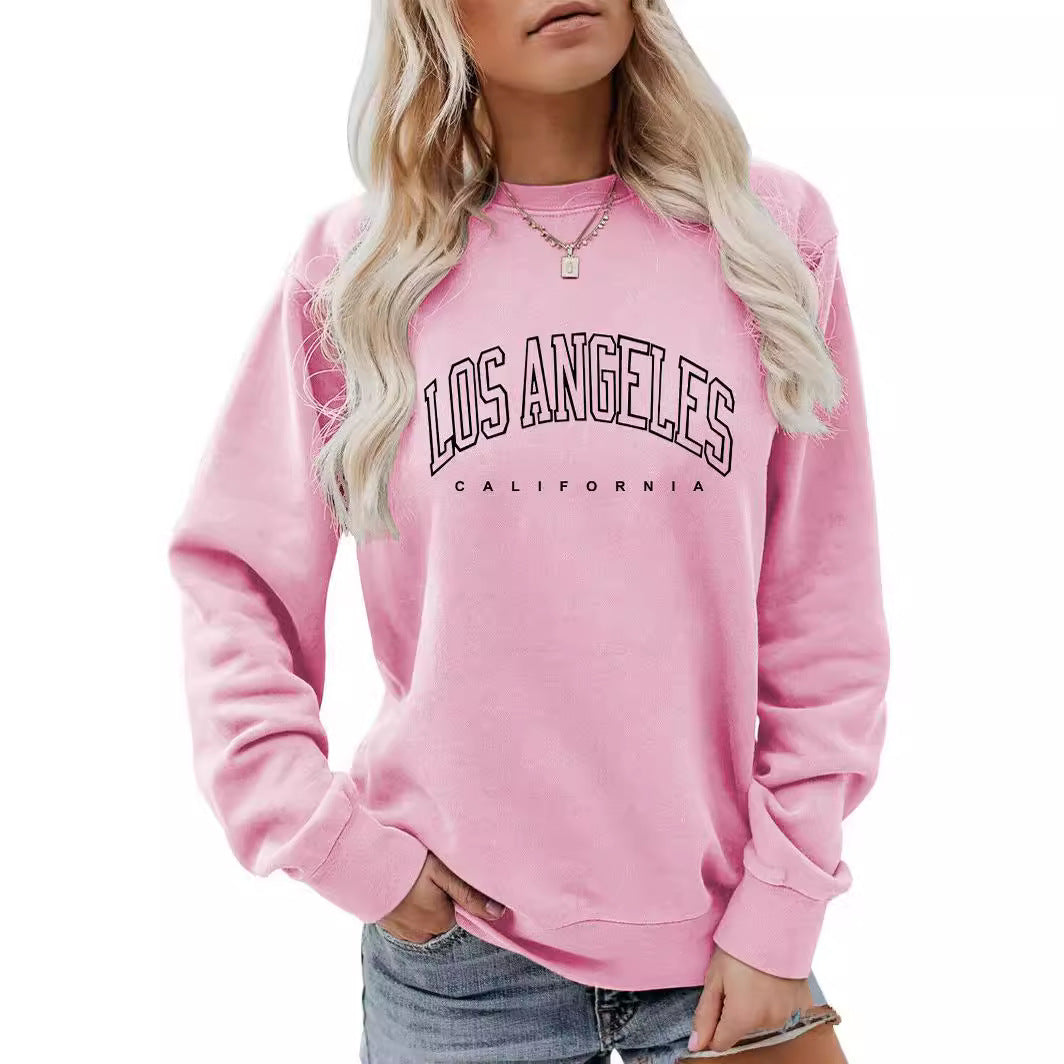 Round neck letter LOS printed hoodie