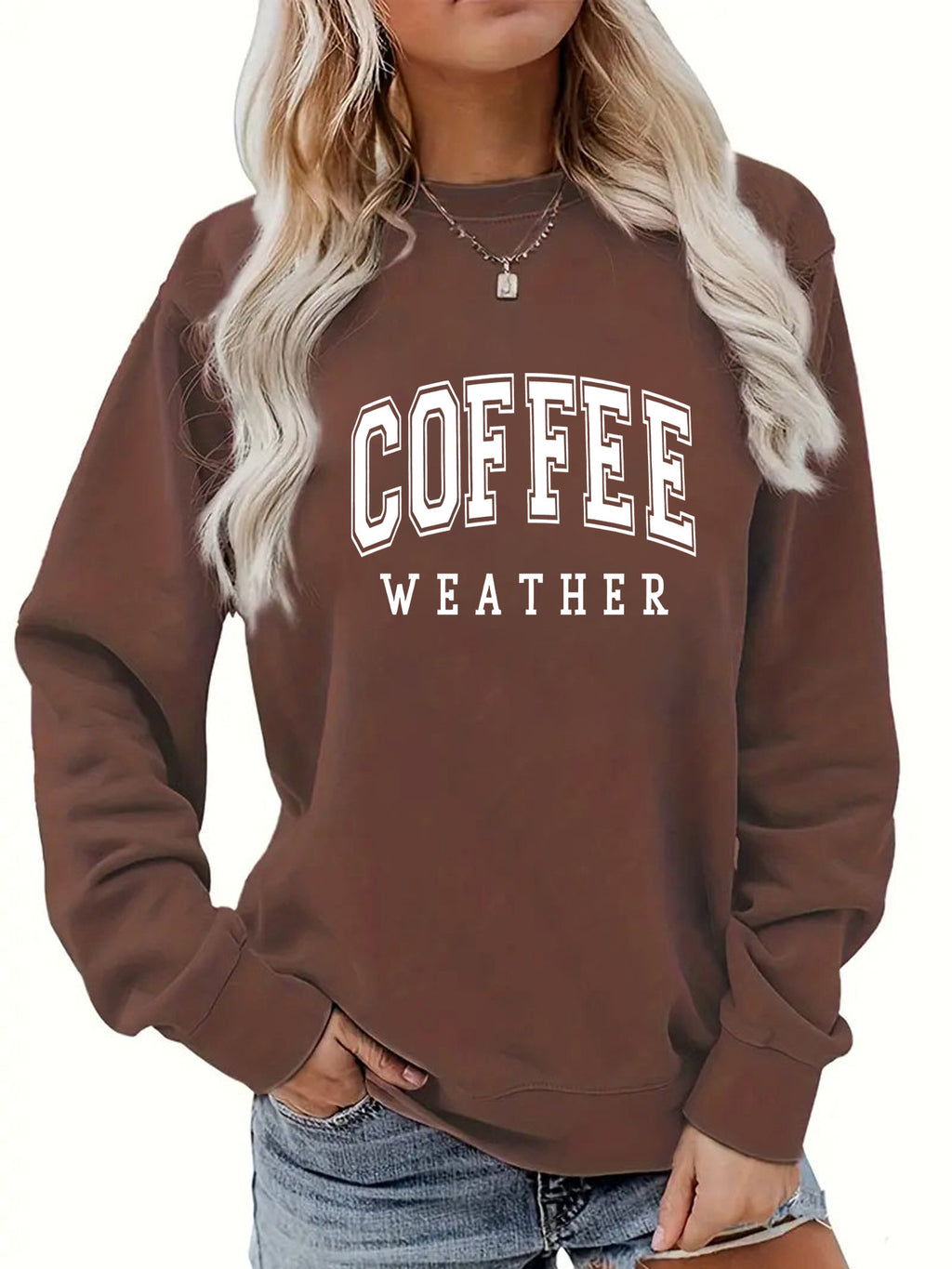 Back collar with plush sweatshirt round neck slogan