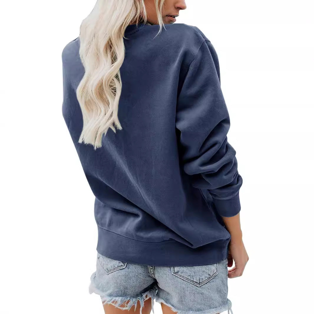 Back collar with plush sweatshirt round neck slogan