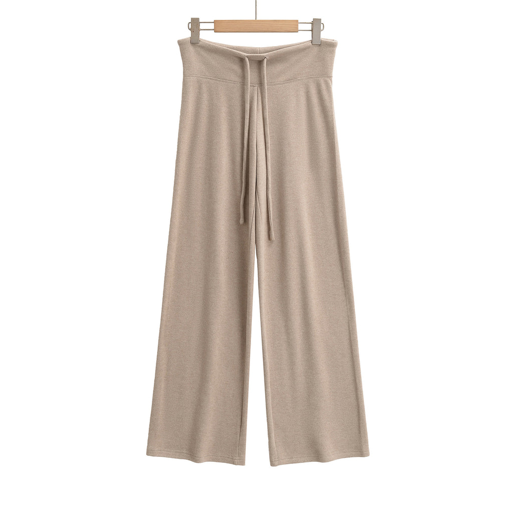 Drawstring loose wide leg straight leg pants - La Charlottes