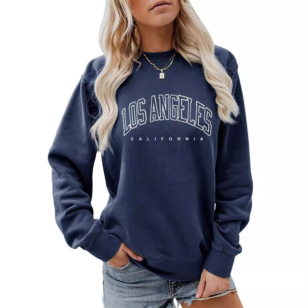 Round neck letter LOS printed hoodie