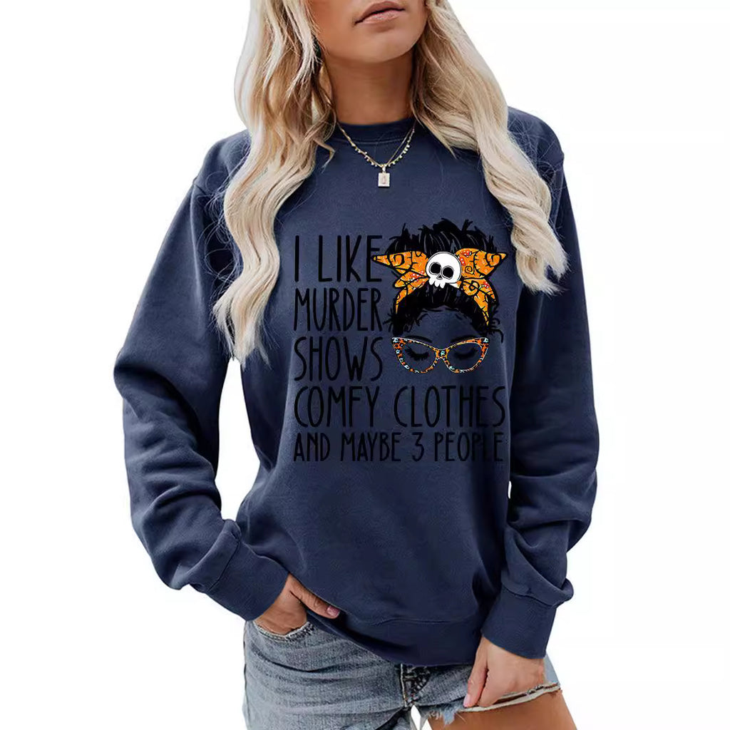 Back collar with velvet sweatshirt round neck letters