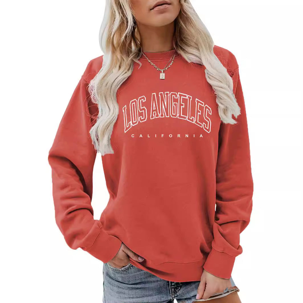 Round neck letter LOS printed hoodie