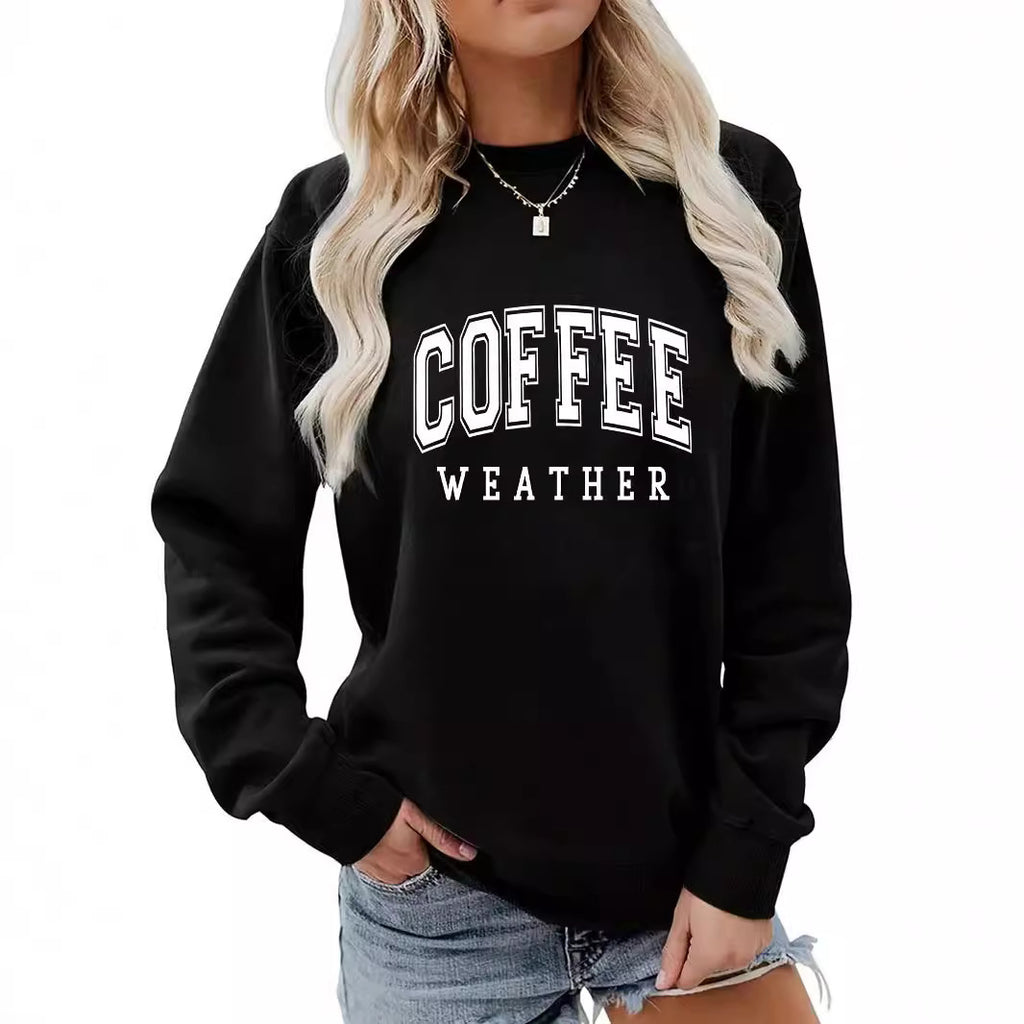 Back collar with plush sweatshirt round neck slogan