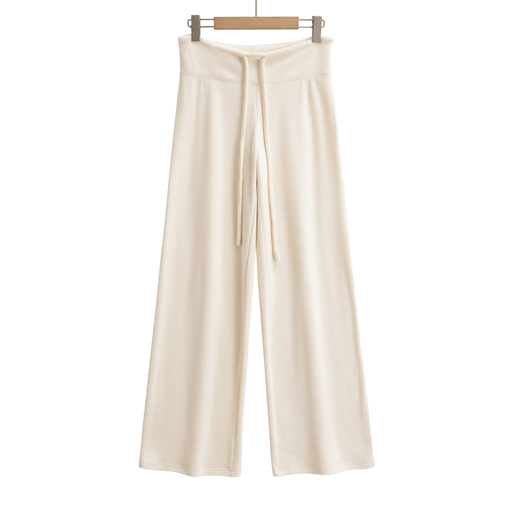 Drawstring loose wide leg straight leg pants - La Charlottes