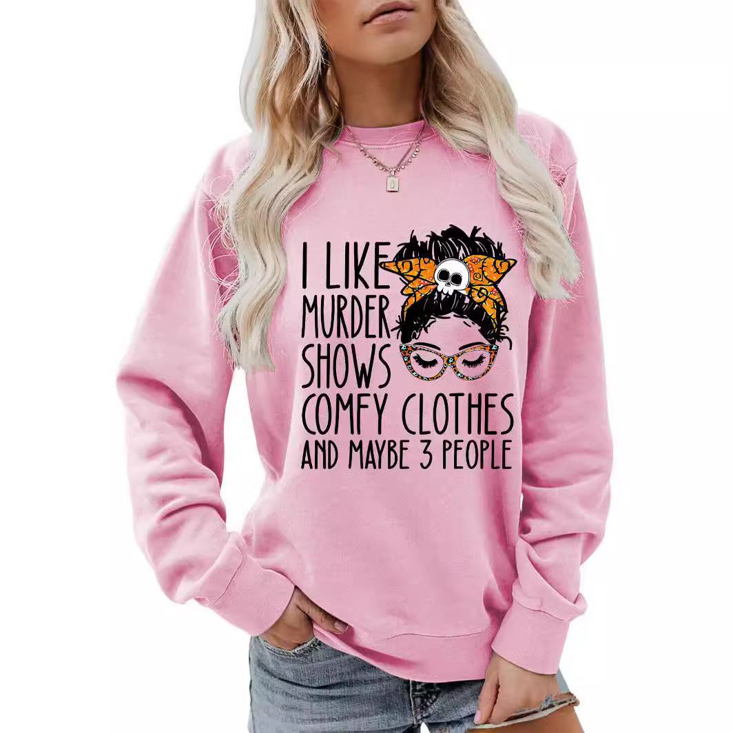 Back collar with velvet sweatshirt round neck letters