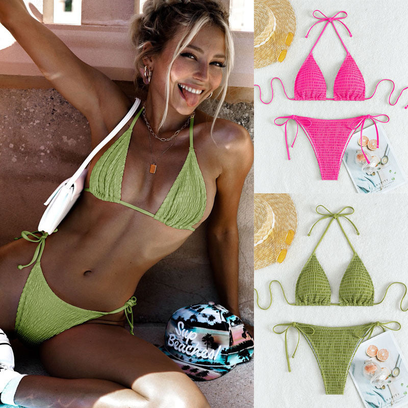 Turn heads with our Printed Lace-Up Triangle Bikini, designed for women who love confidence and style. - La Charlottes