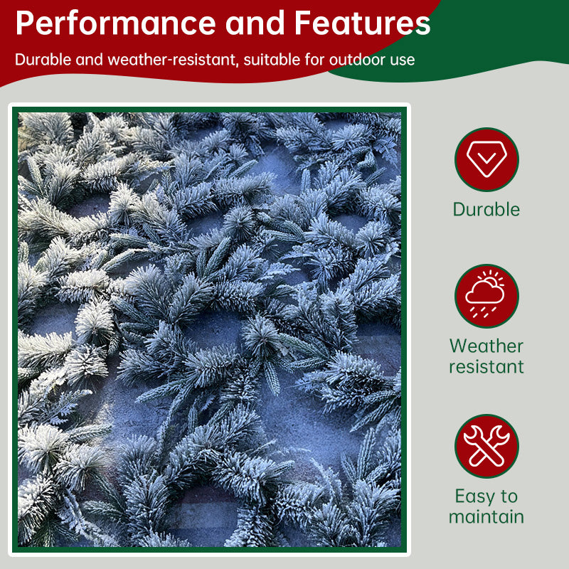 Flocked PVC Christmas Wreath – Artificial Vine Hanging Decor for Home, Door & Tree - La Charlottes