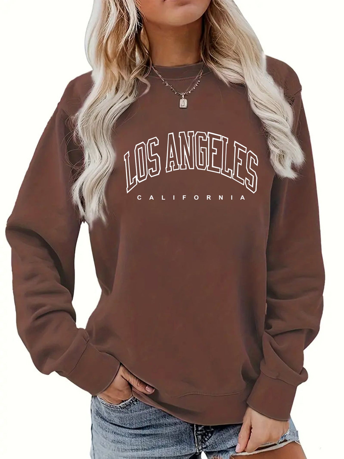 Round neck letter LOS printed hoodie