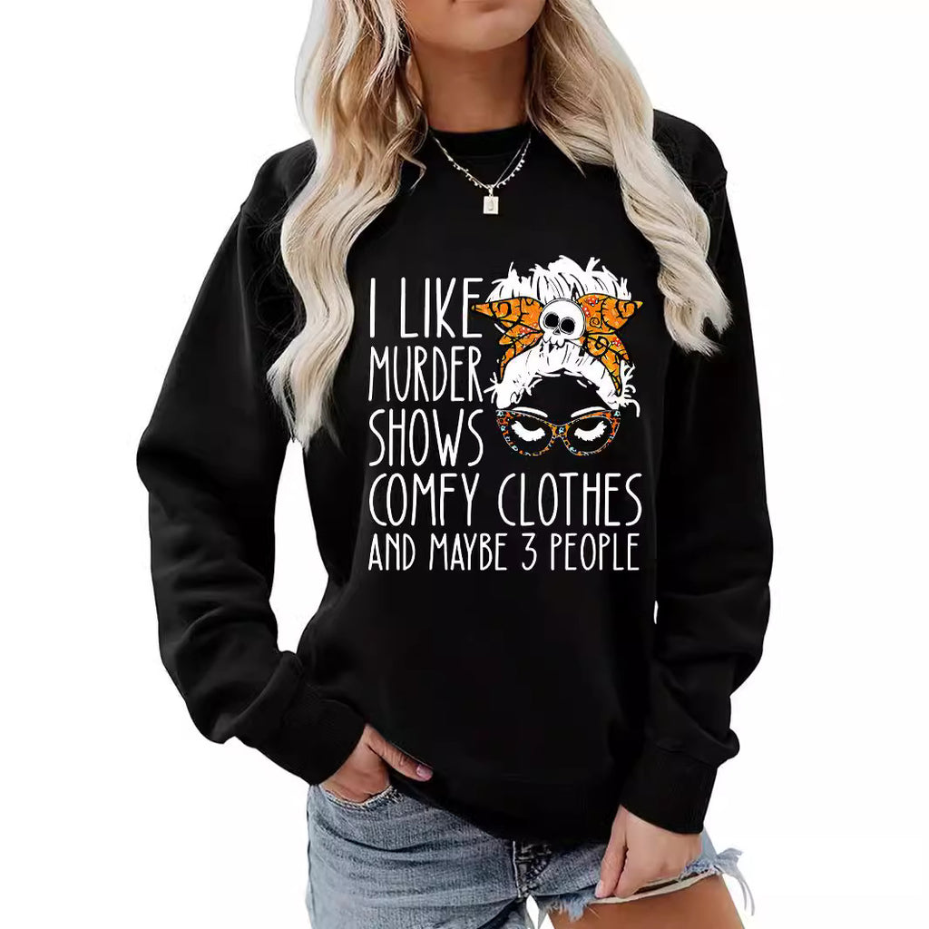 Back collar with velvet sweatshirt round neck letters