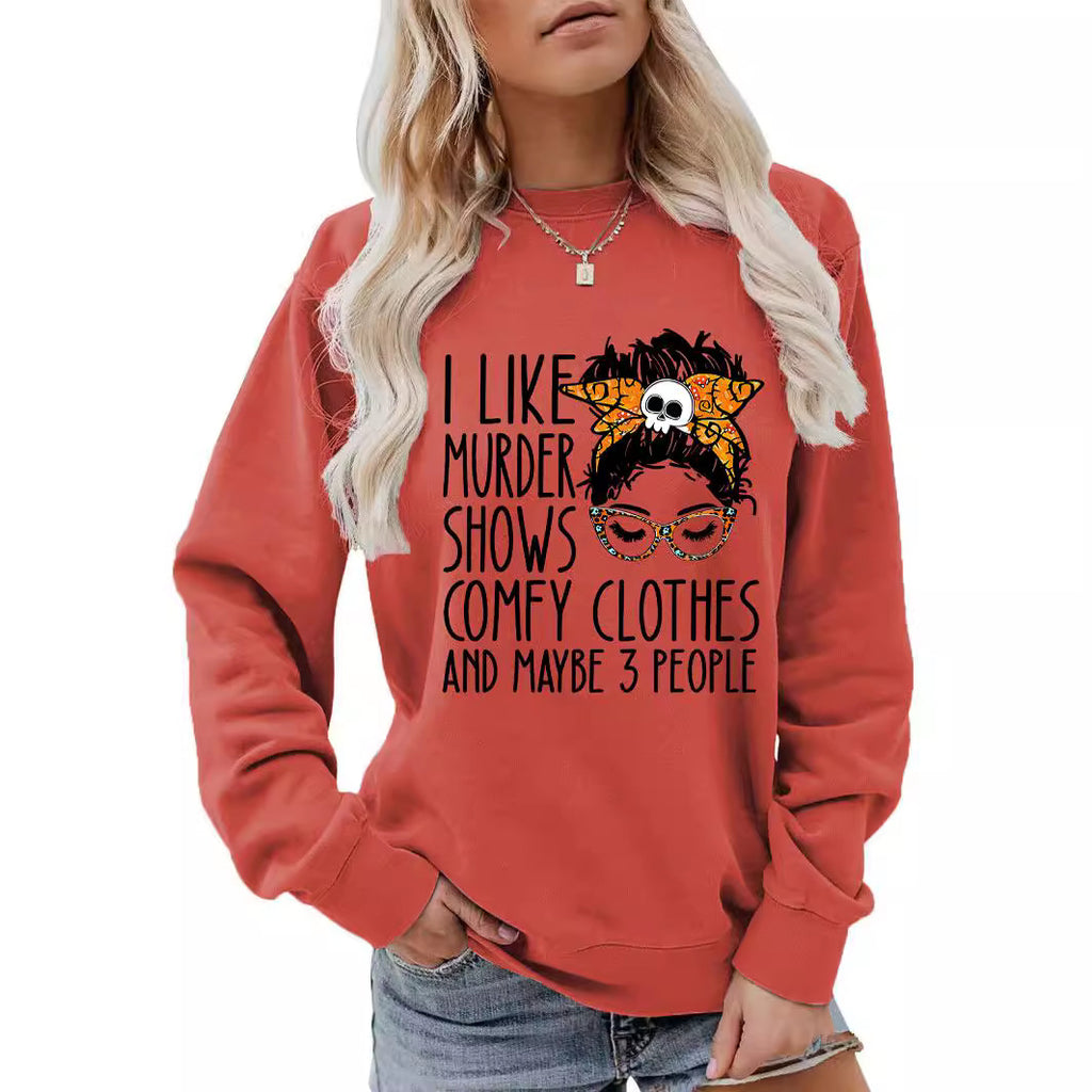 Back collar with velvet sweatshirt round neck letters