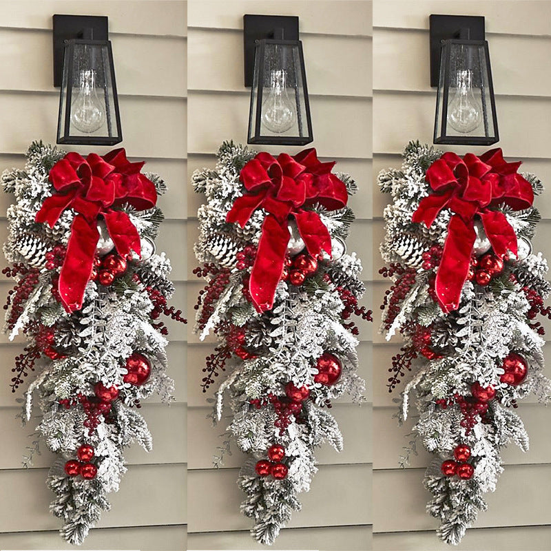 Flocked PVC Christmas Wreath – Artificial Vine Hanging Decor for Home, Door & Tree - La Charlottes