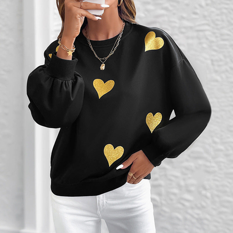 Love printed loose round neck long sleeved sweatshirt - La Charlottes