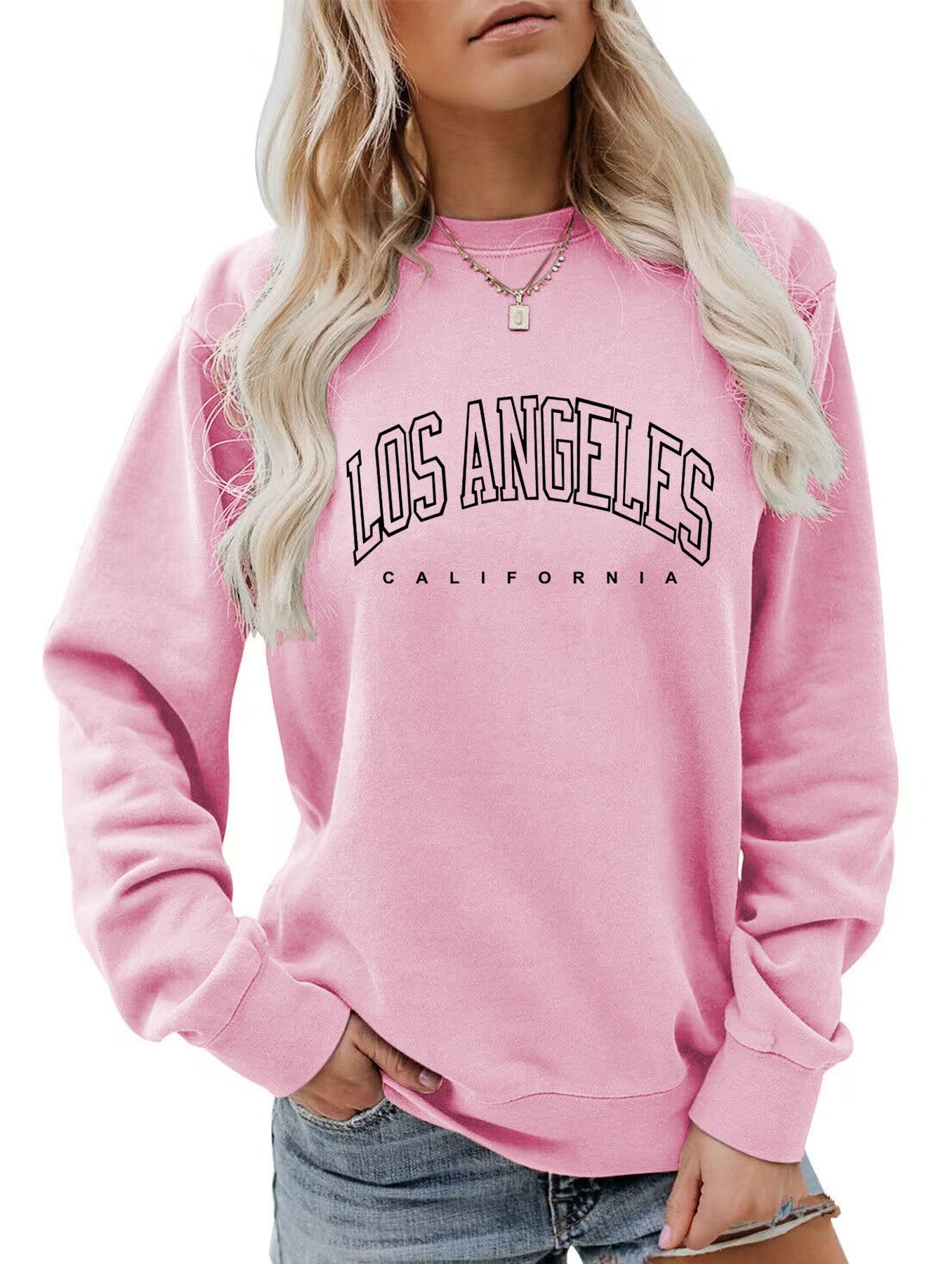 Round neck letter LOS printed hoodie