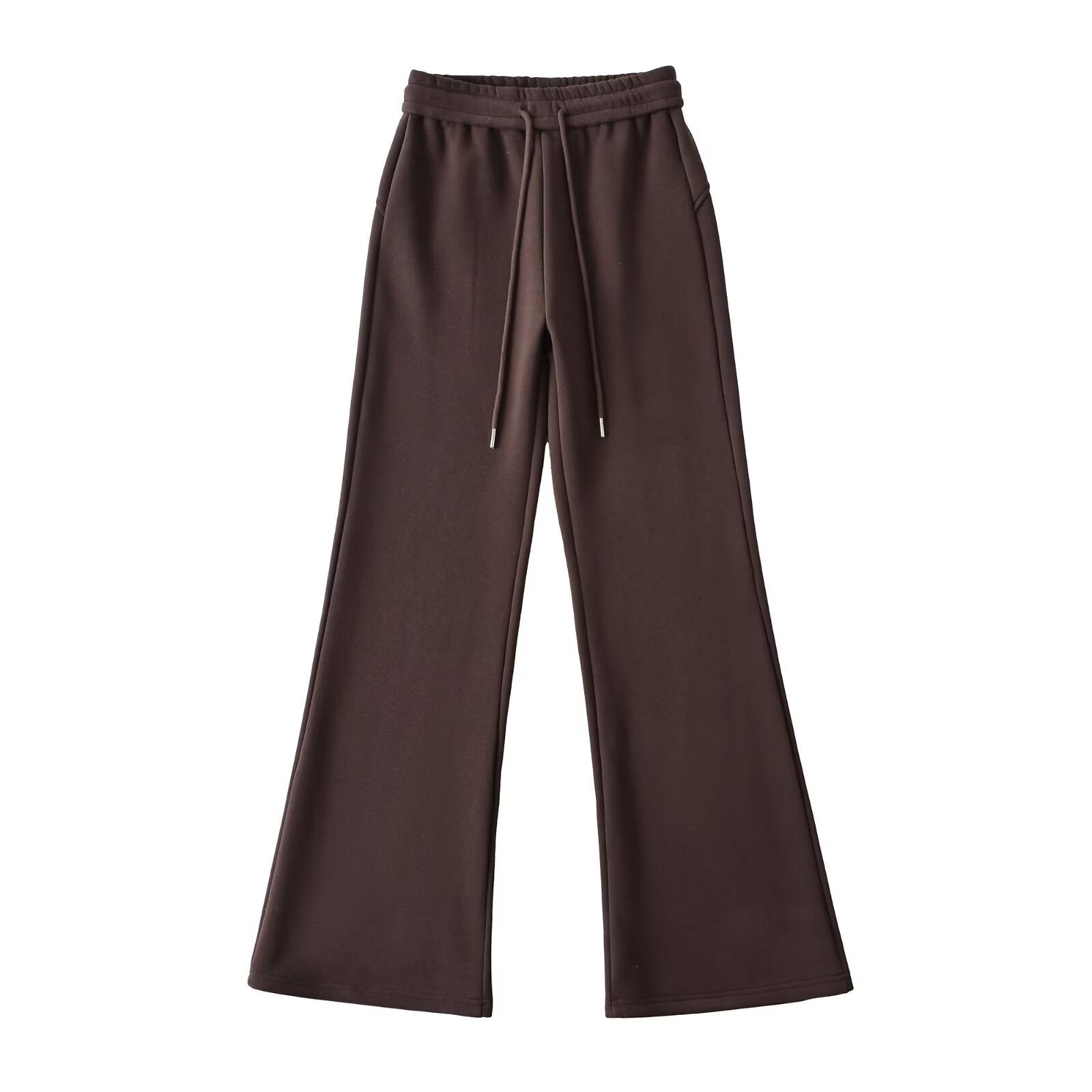 Drawstring elastic waistband with plush wide leg slightly flared pants - La Charlottes
