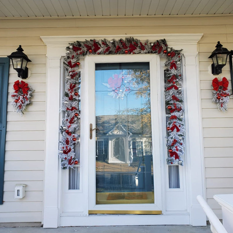 Flocked PVC Christmas Wreath – Artificial Vine Hanging Decor for Home, Door & Tree - La Charlottes