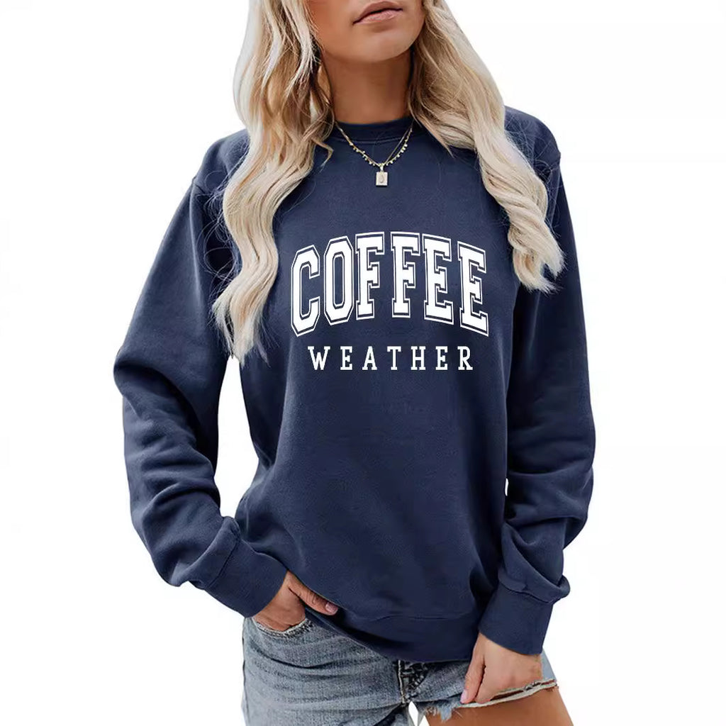 Back collar with plush sweatshirt round neck slogan