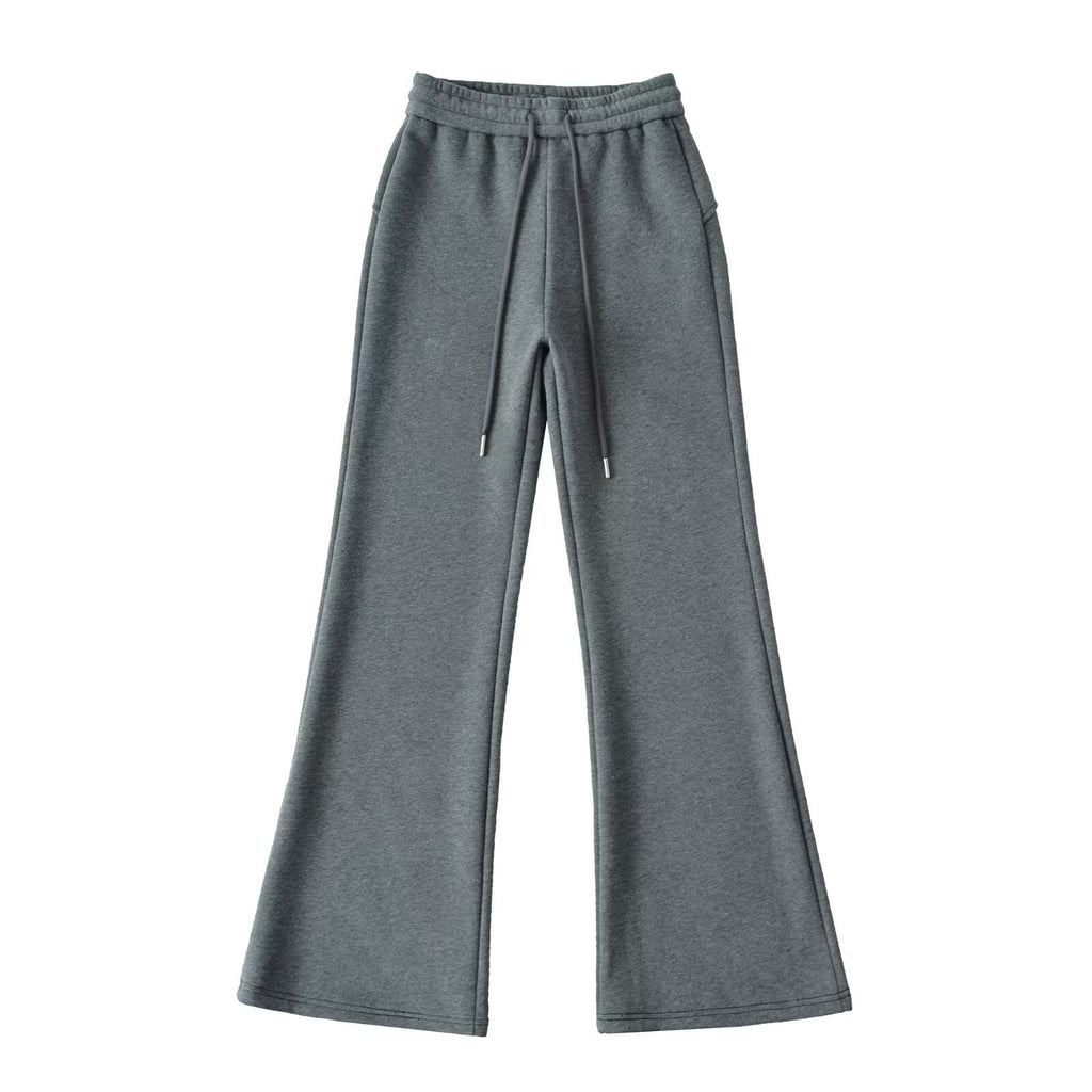 Drawstring elastic waistband with plush wide leg slightly flared pants - La Charlottes