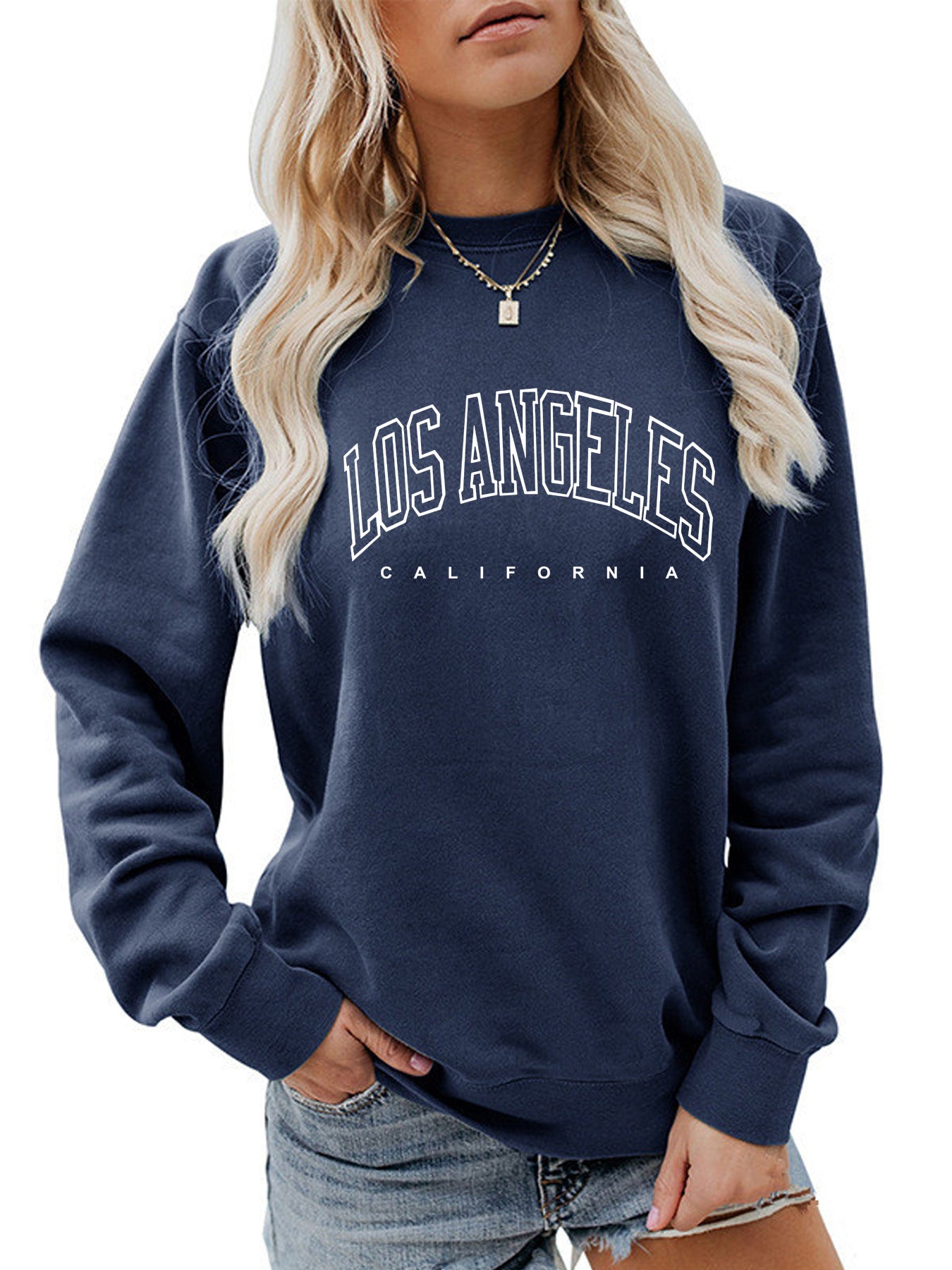 Round neck letter LOS printed hoodie