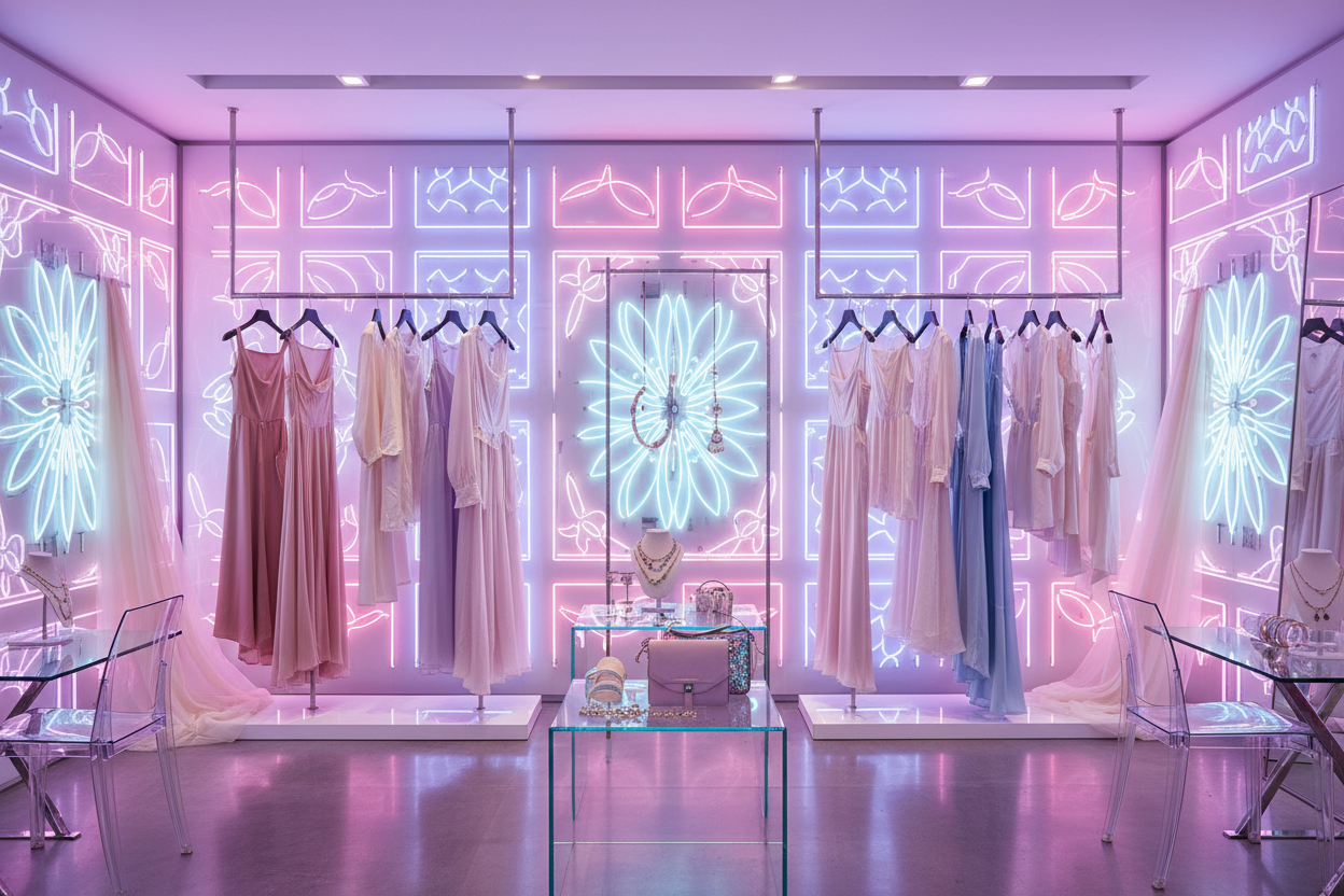 Femic collection wiht neon background