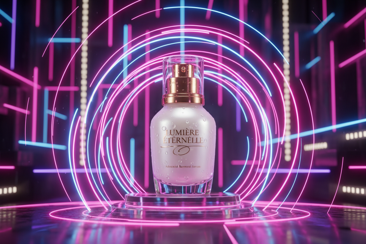 skin care product with neaon backgroung for Ladies